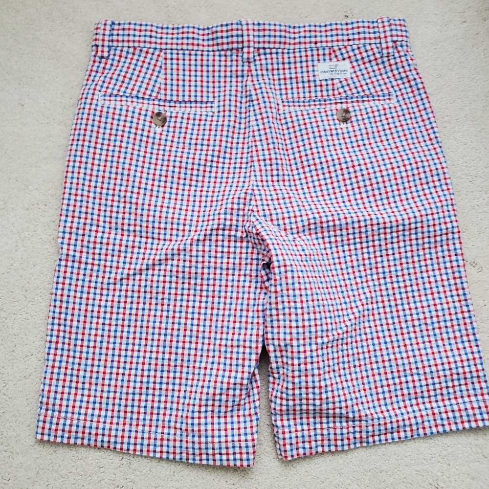 SOLD Vineyard Vines Boys Red, White And Blue Gingham Seersucker Shorts sz14 - Picture 16 of 16